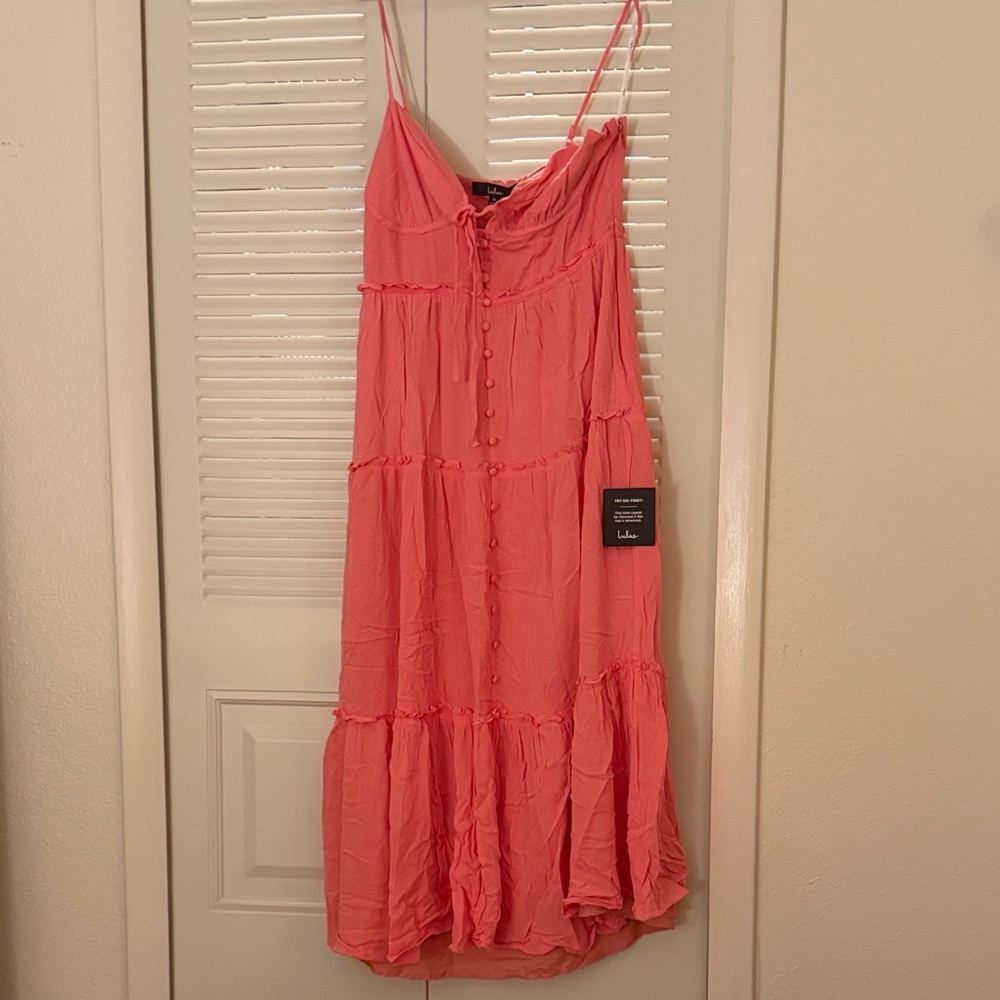Lulu's Coral Button-Front Dress